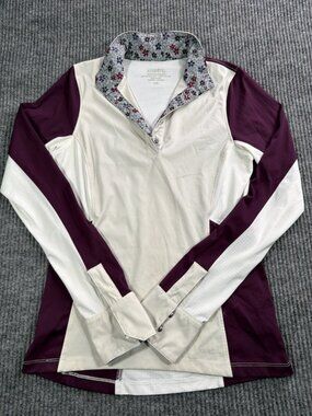 Kerrits Affinity Pro Long Sleeve Show Shirt Women's XS Maroon White Floral